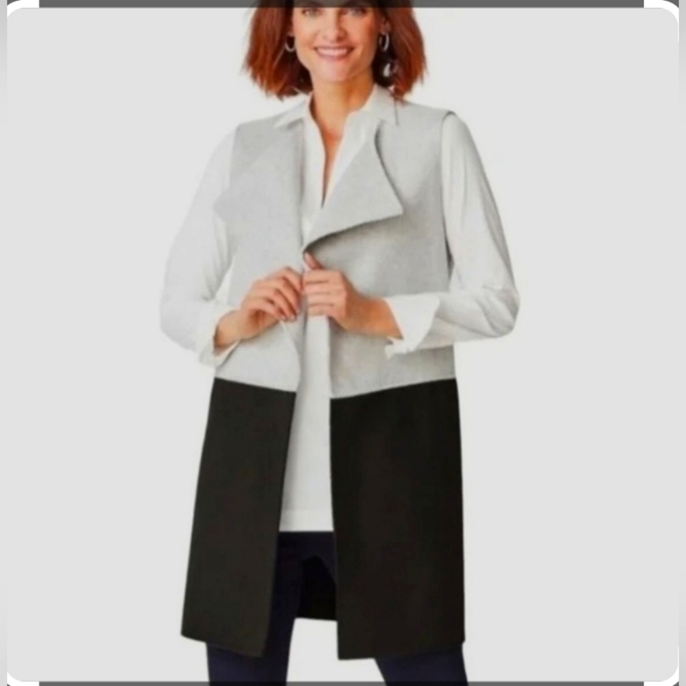 Talbots Colourblock Wool Blend Long Vest Size Medium